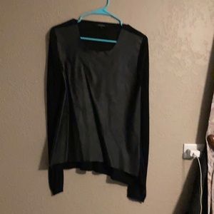 Leather front thin sweater large